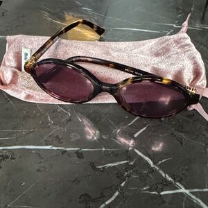 Miu Miu Tortoise Sunglasses with Pink Pouch